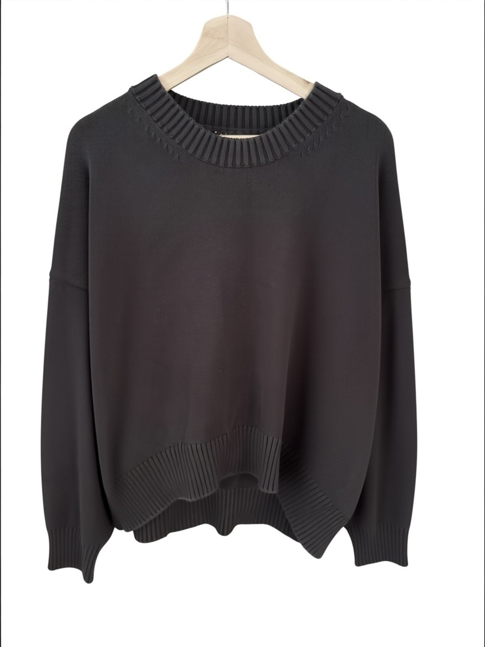 Quince 100% Organic Cotton Boyfriend Crew Sweater Black XL Casual Easy Luxury